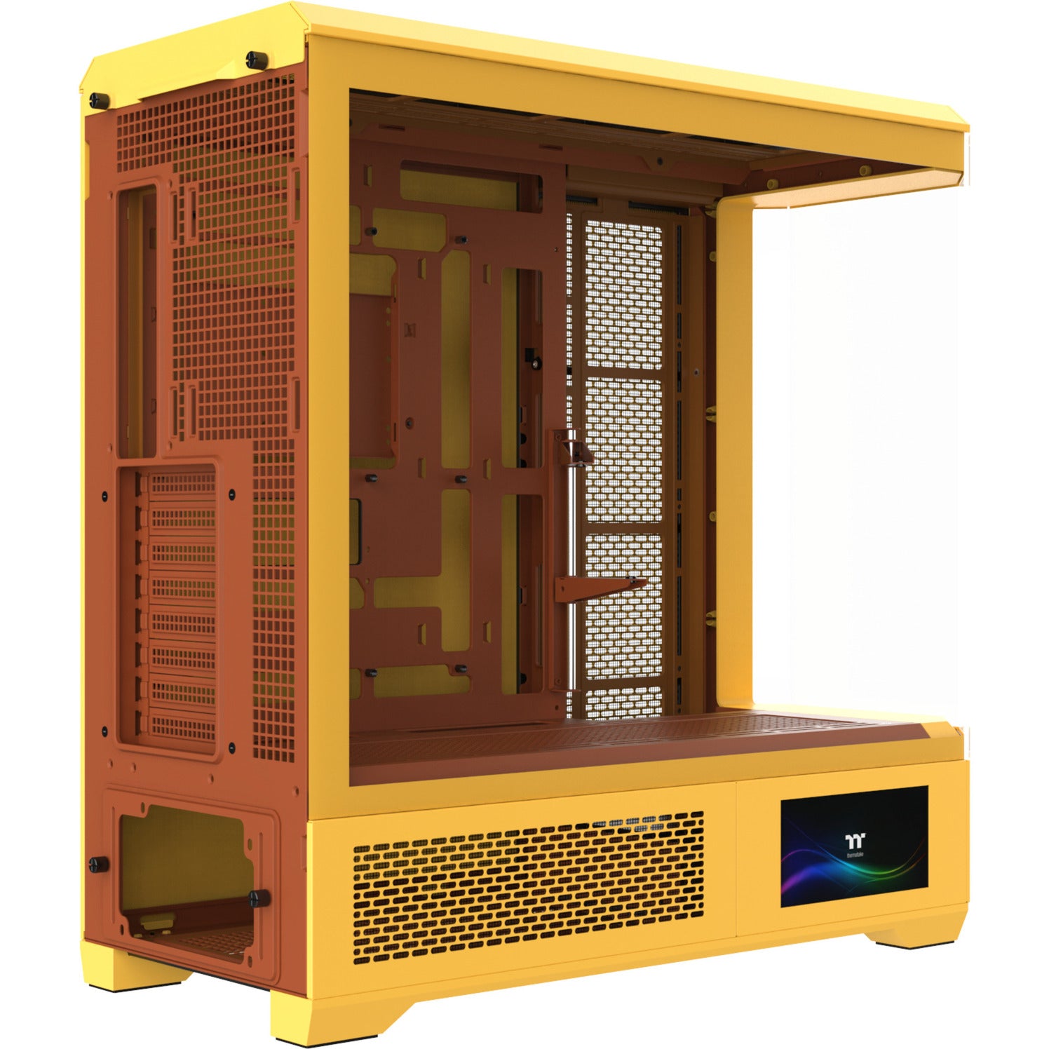 Thermaltake view 600 tg carcasa de torre grande de caramelo de mantequilla (amarillo | 2x USB-A | 1x USB-C | vidrio templado)