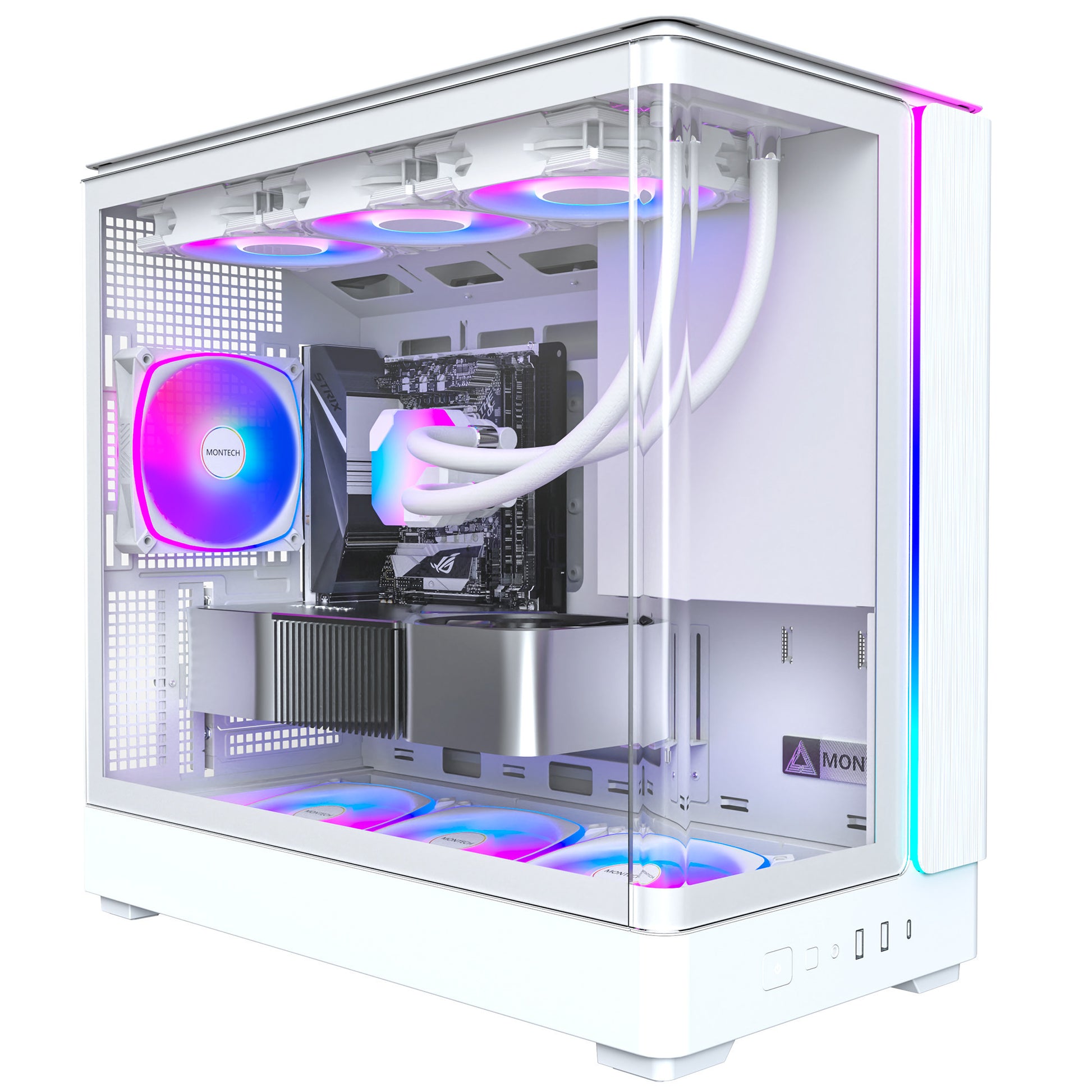 Carcasa torre midi montech king 15 pro (blanca | 2x USB-A | 1x USB-C | RGB | ventana)