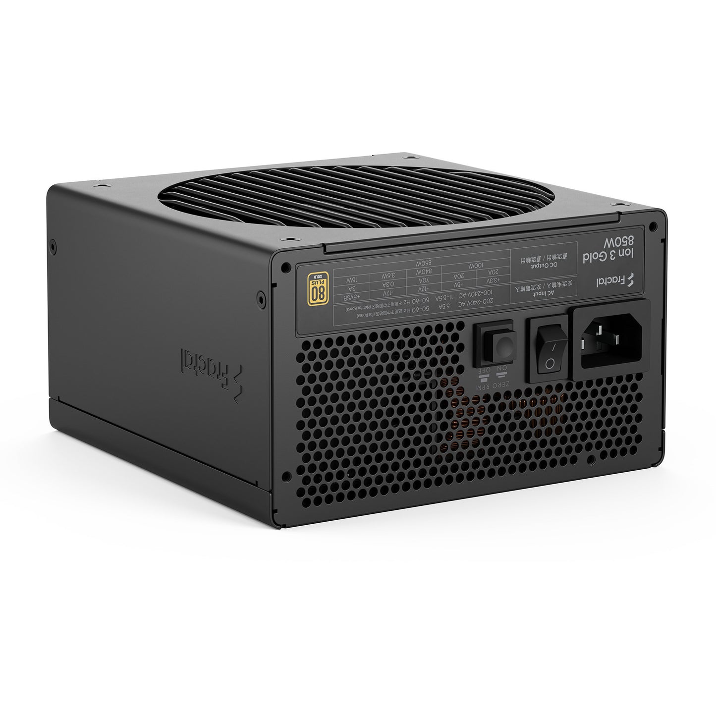 Fractal design ion gold 3 modulaire 850 watt voeding (zwart, 1x 12v-2x6, 3x pcie)