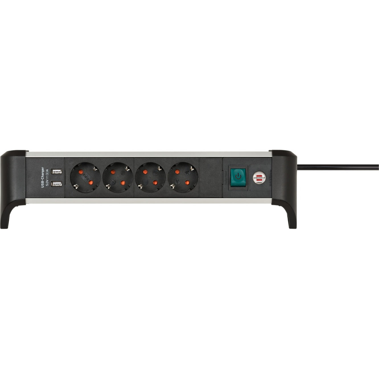 BRENNENSTUHL ALU-OFICE-LINE Socket con función de carga USB 4-