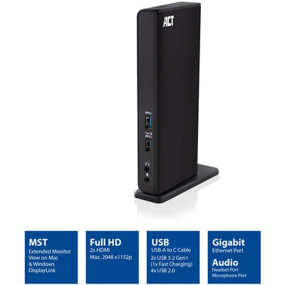 Act Connectivity USB-C or USB-A Dual Monitor Docking Station