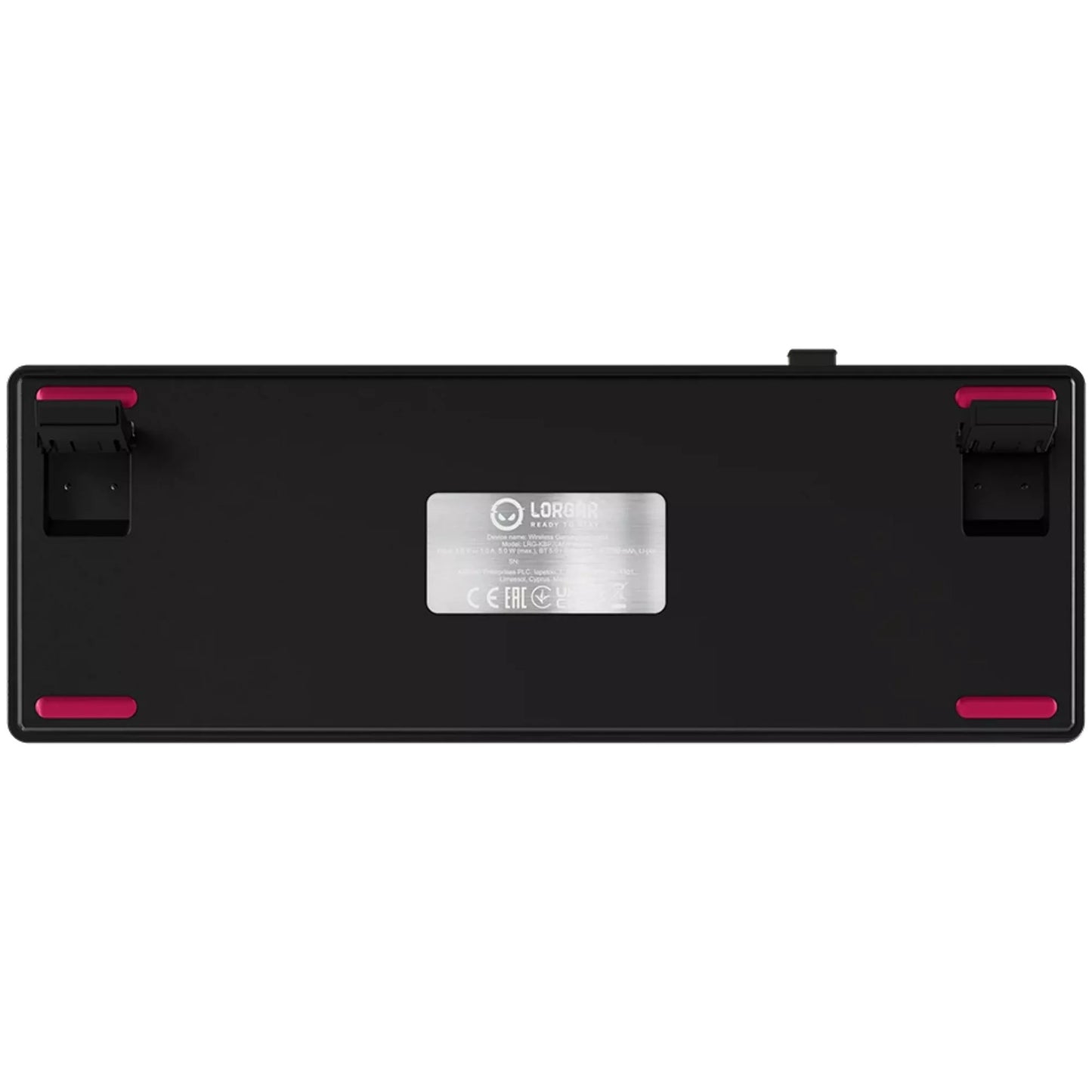 Lorgar kbp70mw, tastiera da gioco (nera, layout americano, logar tossico viola, 65%, rgb, hot-swapable, pbt double-shot, bluetooth 2.4ghz usb)
