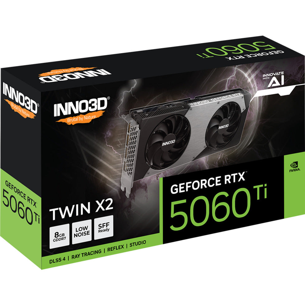 Inno3d N506T2-08D7-193075N GeForce RTX ™ 5060 TI 8GB Twin X2, 8 GB, GDDR7, 128 bits, 650 W