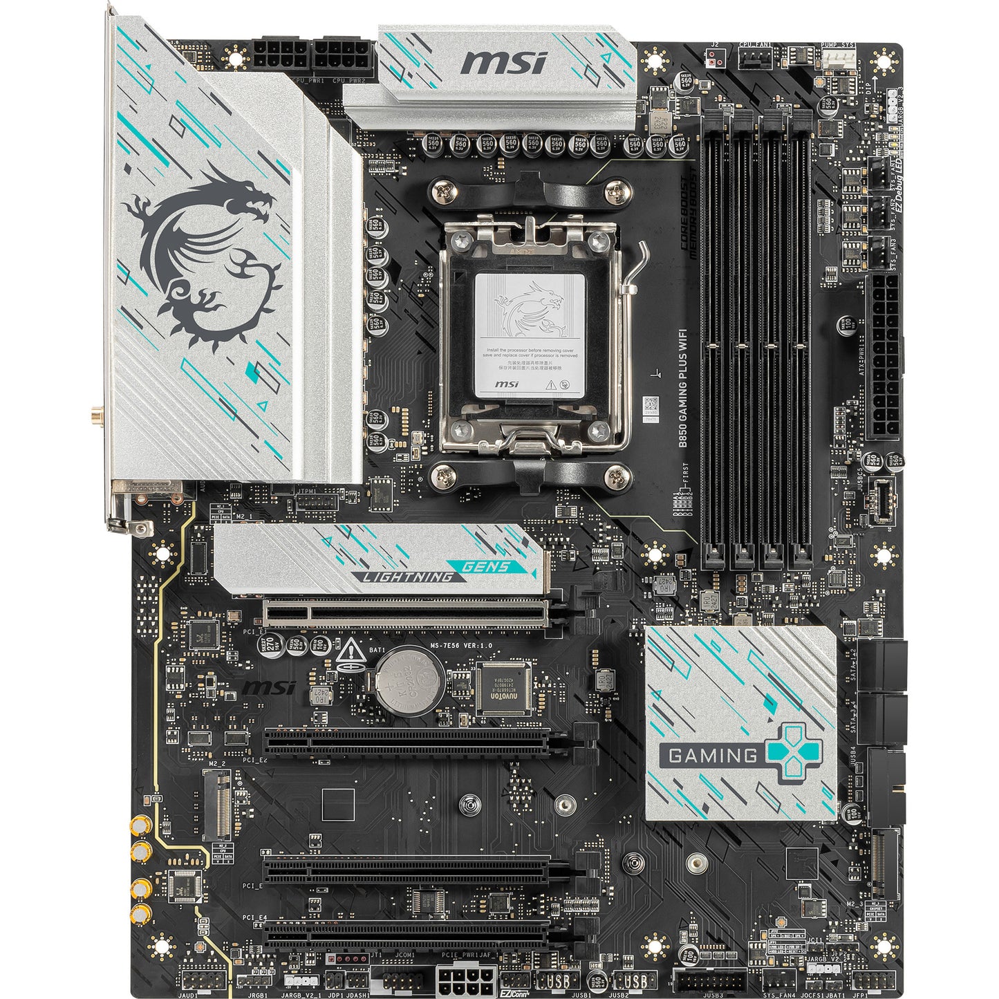 Placa base MSI B850 Gaming Plus WiFi Socket AM5 (RAID, 5GB-LAN, WiFi 7, BT, Sonido, ATX)