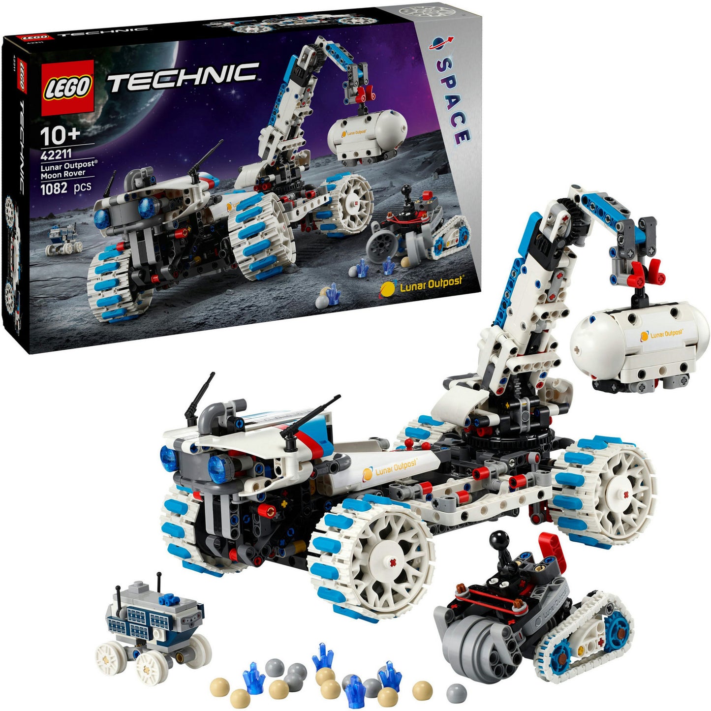 Lego technic 42211 lunar outpost maanrover ruimtevoertuig