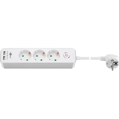 Goobay zócalo de 3 vías con interruptor y USB