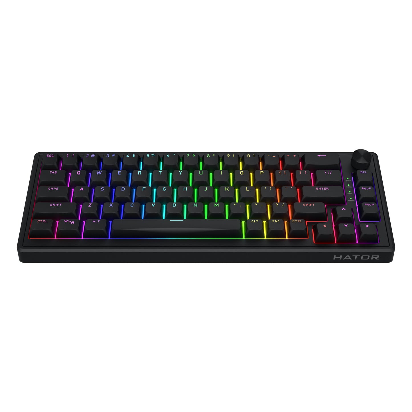 Hator skyfall cablato, tastiera da gioco (nera, layout americano, hator aurum sterling, 65%, rgb, double shot abs, hot-swap)