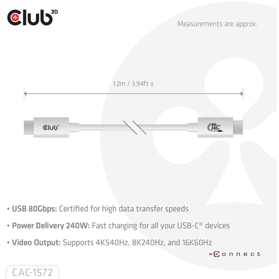 Club 3D USB-C 80GBPS certificato 240W 8K 240Hz