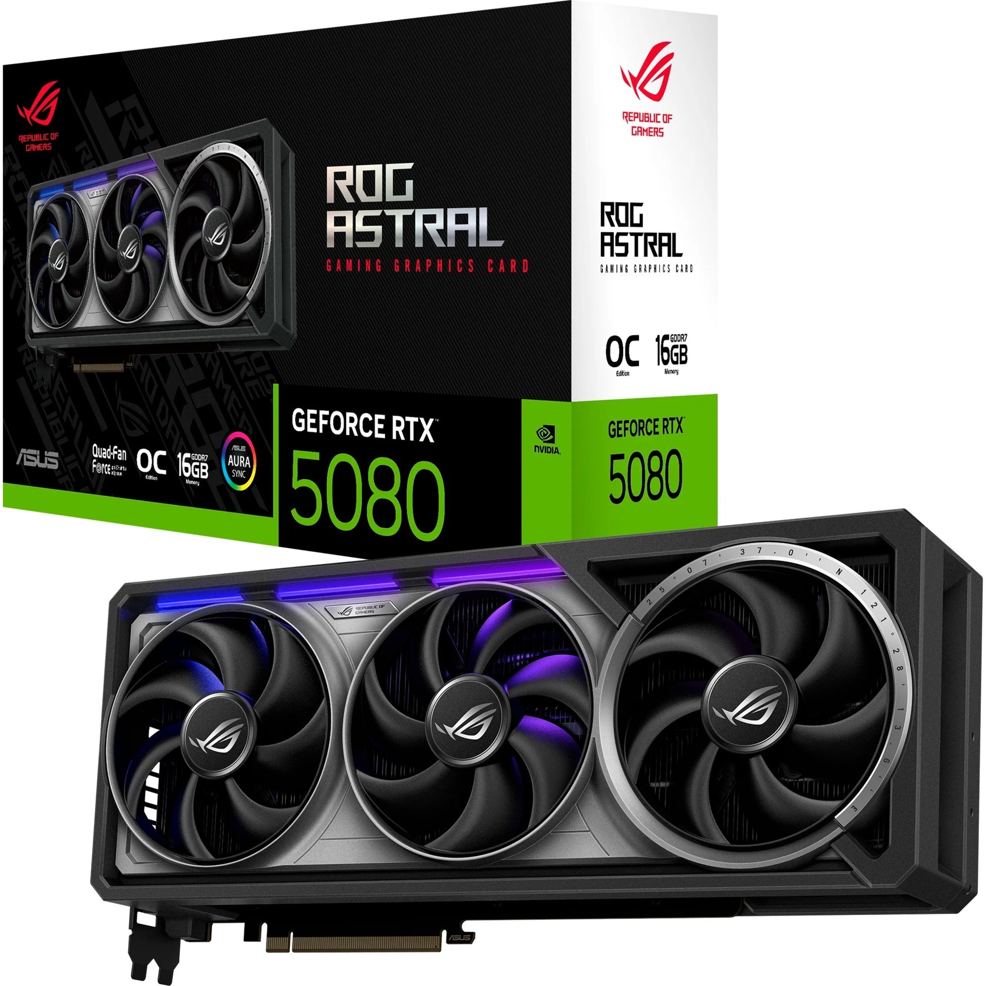 Scheda grafica Asus ROG Astral GeForce RTX 5080 OC (3x DisplayPort, 2x HDMI 2.1, DLSS 4)