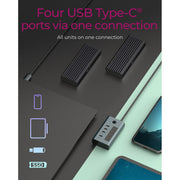 Icy box ib-hub1454-c31 usb-hub (grijs blauwgrijs, 4x usb-c 3.2 (10 gbit s)) - afbeelding 2