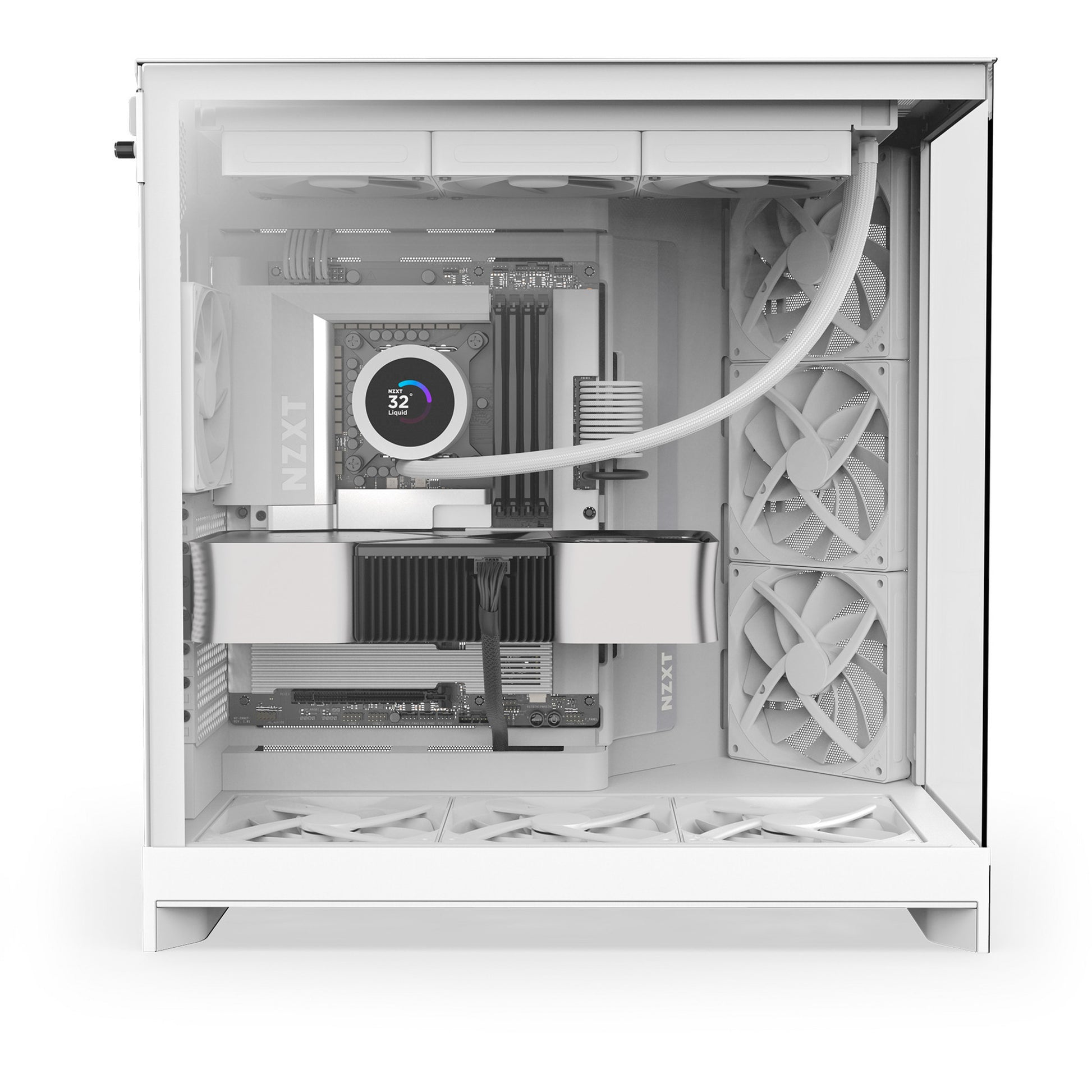 Custodia midi tower Nzxt h9 flow (bianco (opaco) | 2x USB-A | 1x USB-C | vetro temperato)