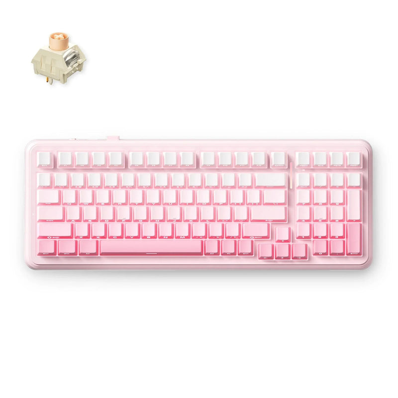 Mchose k99 v2 inalámbrico mecánico rosa, teclado gaming (diseño us)
