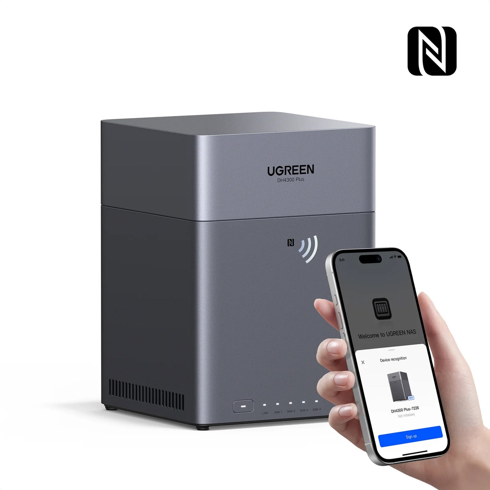 Ugreen nasync dh4300 plus (grijs, 1x 2,5gbe, hdmi, usb-c)