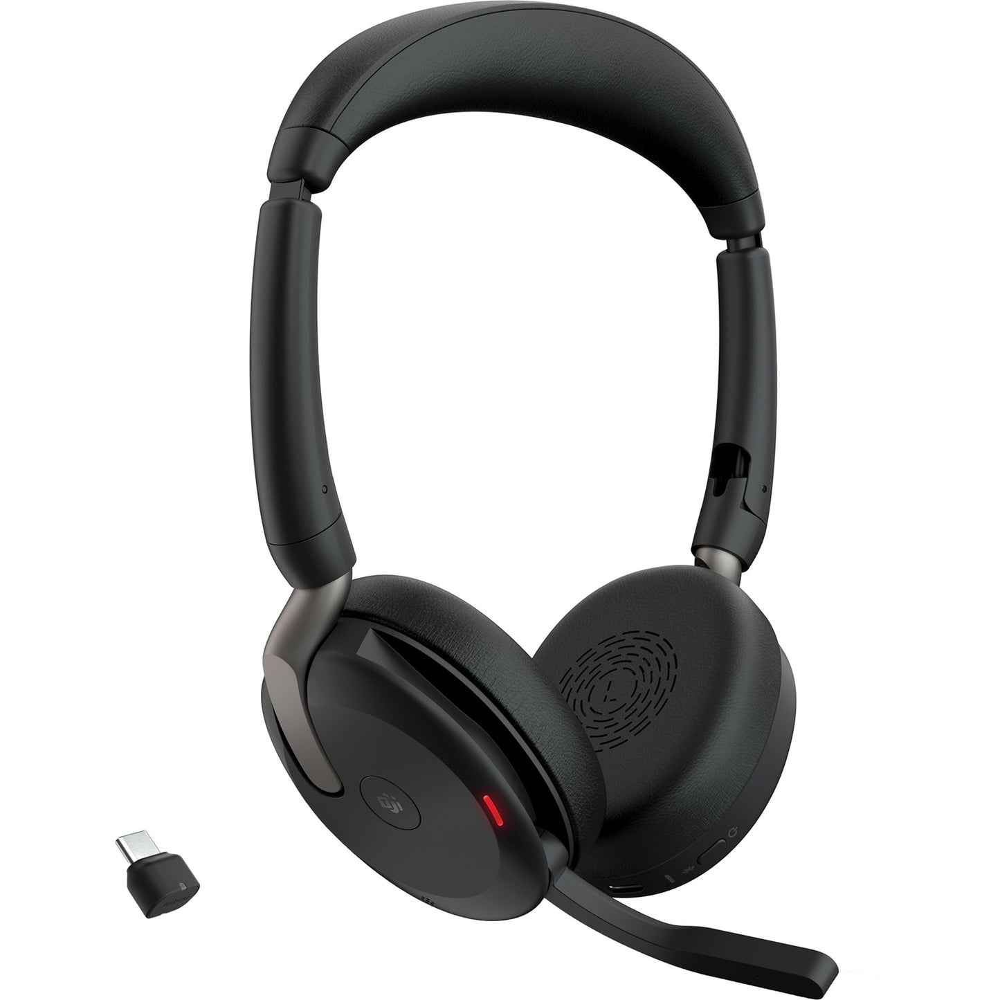 Jabra evolve2 65 flex duo, auricolare on-ear ms (nero, stereo, USB-C, link380c, microsoft team)