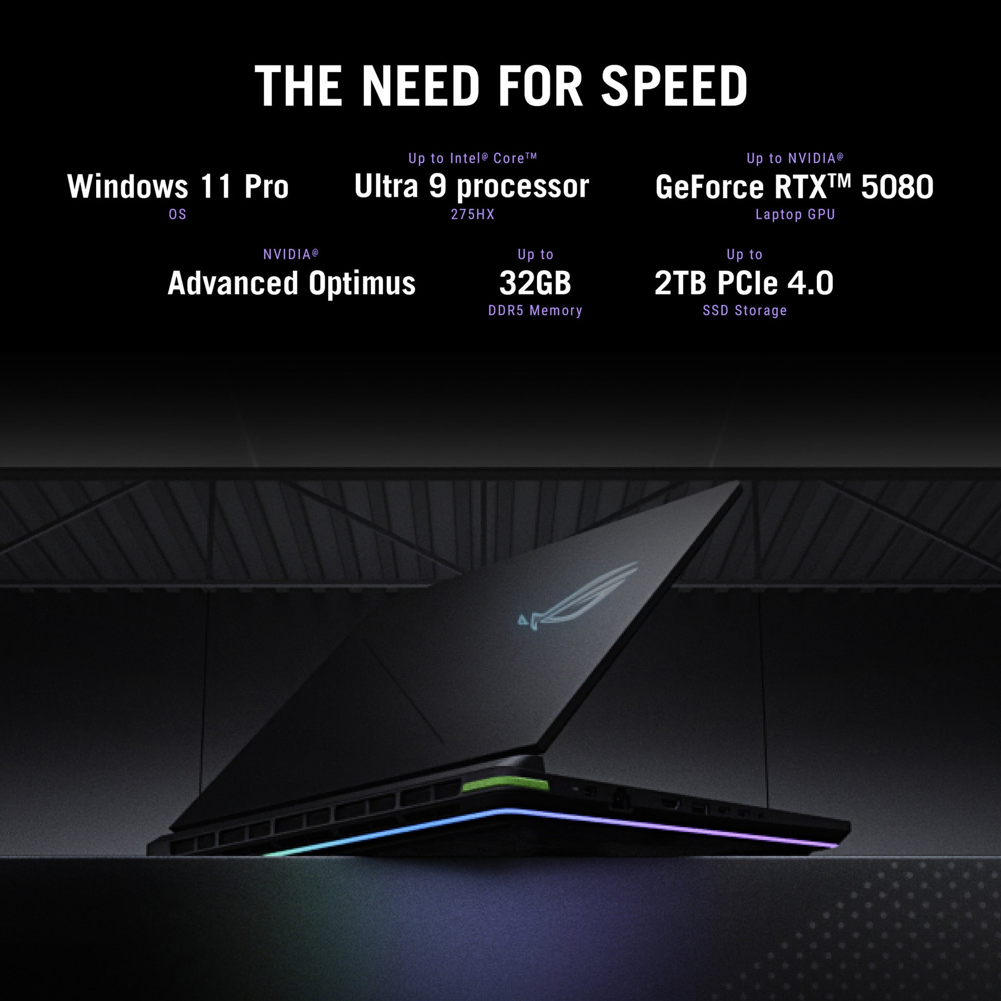Asus rog strix g16 g615lr-s5396w 16 gaming laptop (zwart groen | core ultra 9 275hx | rtx 5070 ti | 16 gb | 1 tb ssd)