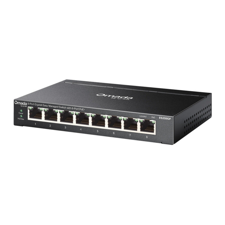 Switch Tp-link Omada es208gp Gigabit Easy Managed a 8 porte (nero, 8x Poe+)