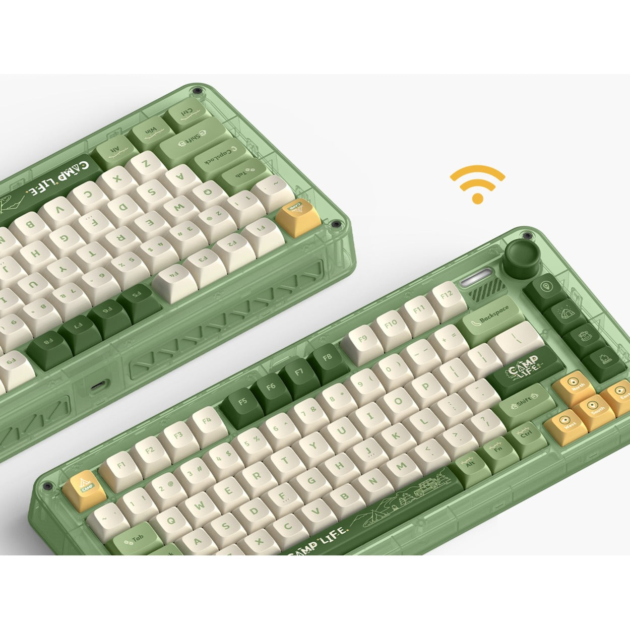 Iqunix zx75 camping wireless mechanical keyboard (groen, us lay-out (qwerty), iqunix moonstone, 75%, rgb leds, hot-swappable, double-shot pbt, 2.4ghz | bluetooth 5.1 | usb-c)