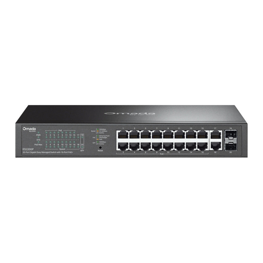 Tp-link omada es220gp switch gigabit easy Managed a 20 porte (nero, 16x poe+, 2x gigabit sfp)