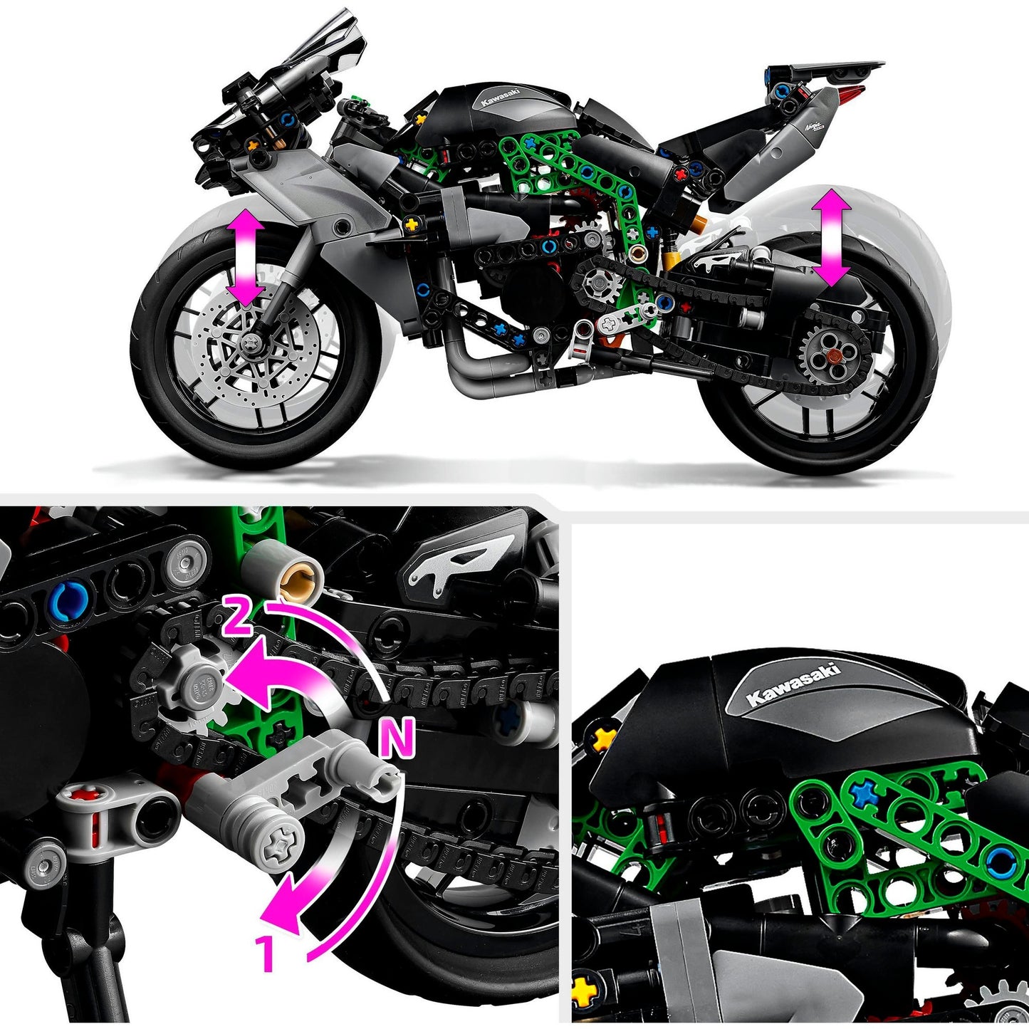Lego technic kawasaki ninja h2r motor - 42170