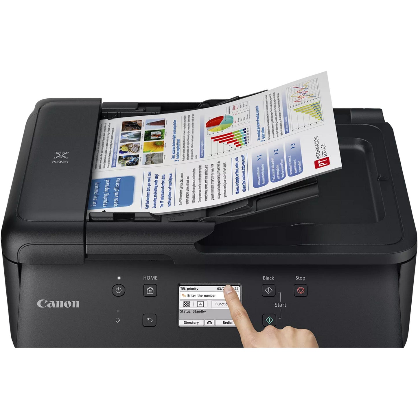 Impresora de inyección de tinta todo en uno Canon Pixma TR7650 con función de fax (negro, USB, Wi-Fi, copia, escaneo, fax)