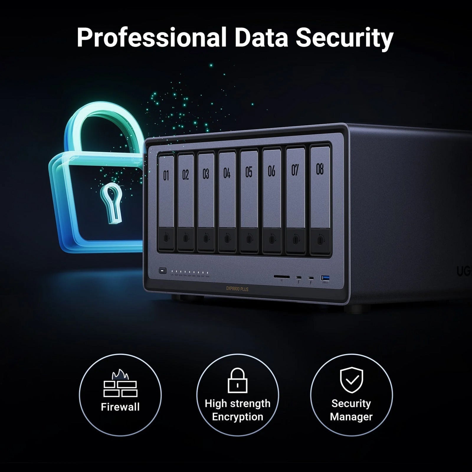Ugreen nasync dxp8800 plus (grigio, WiFi, 2x 10GBE, HDMI, Thunderbolt 4 (40 GB s))