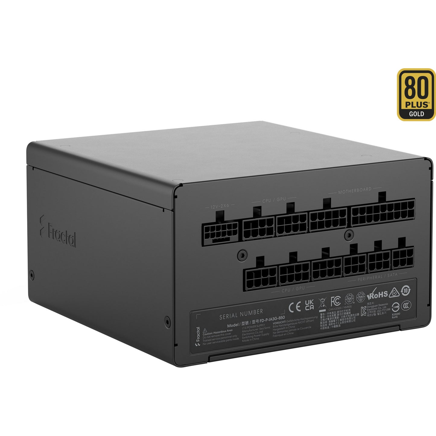 Fractal design ion gold 3 fuente de alimentación modular de 850 vatios (negro, 1x 12v-2x6, 3x pcie)