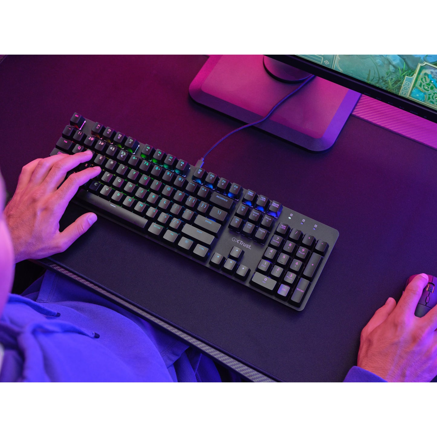 Trust GXT 871 Zora Tastiera da gioco meccanica, tastiera da gioco (nera, layout USA, rosso Huano)