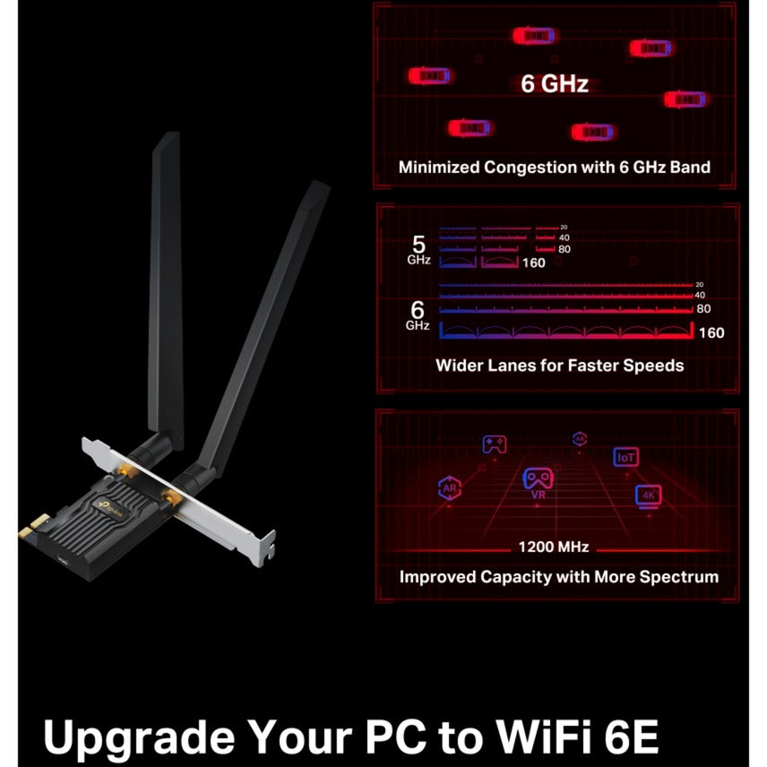 Tp-link archer txe72e axe5400 wi-fi 6e bluetooth 5.3 pcie wlan adapter