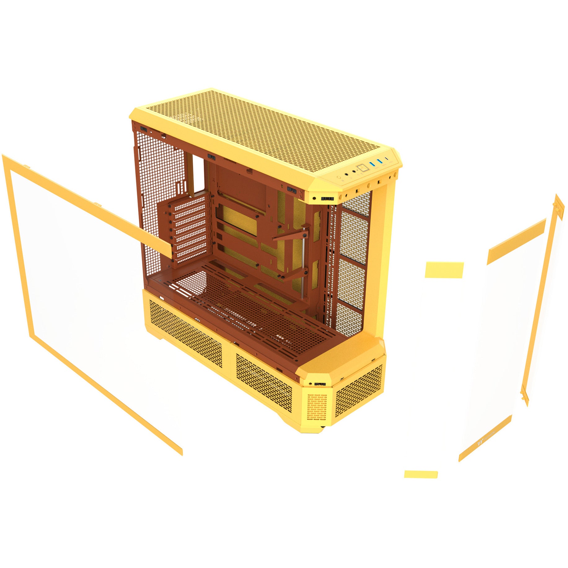 Thermaltake view 600 tg carcasa de torre grande de caramelo de mantequilla (amarillo | 2x USB-A | 1x USB-C | vidrio templado)