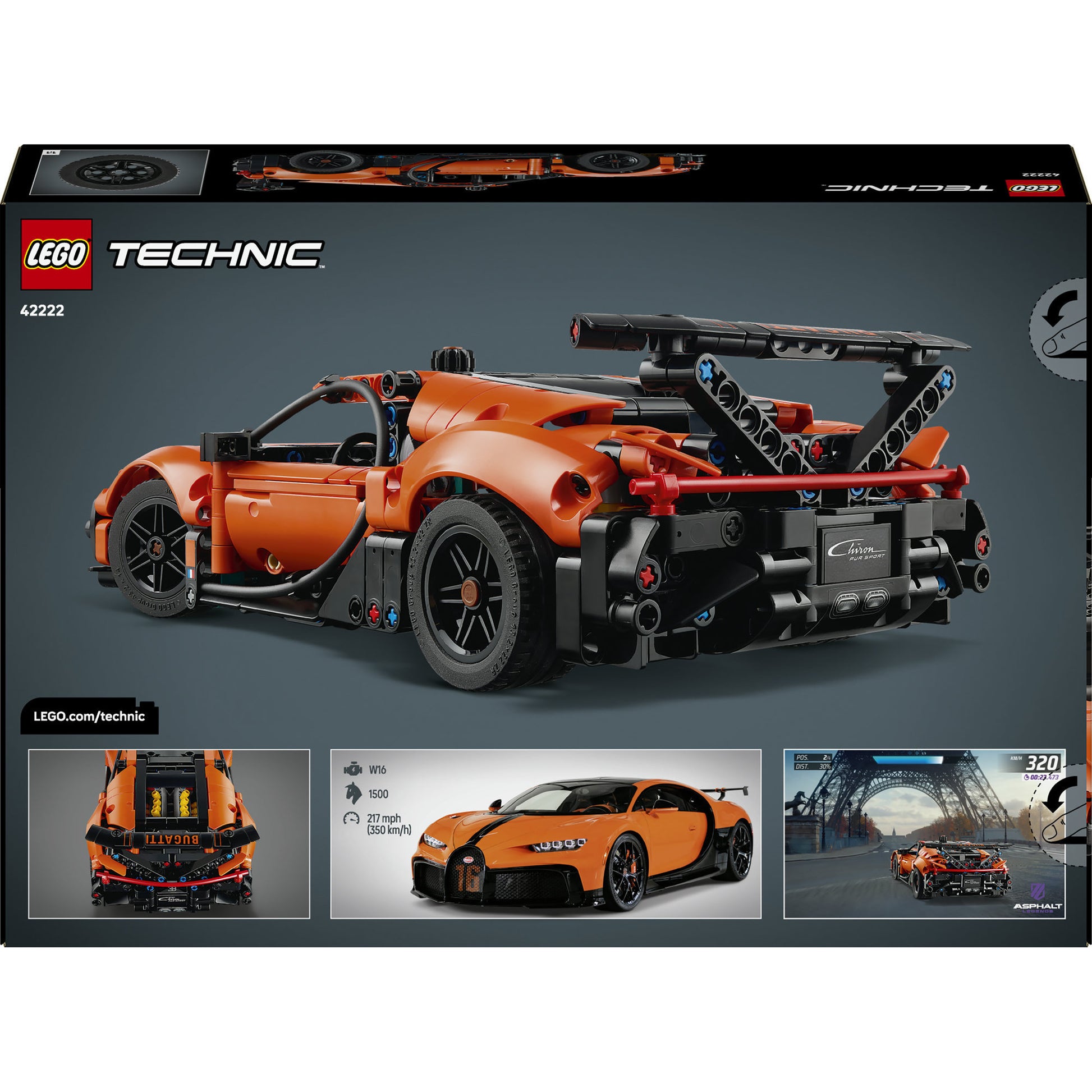 Lego technic 42222 bugatti chiron pur hiperdeportivo deportivo