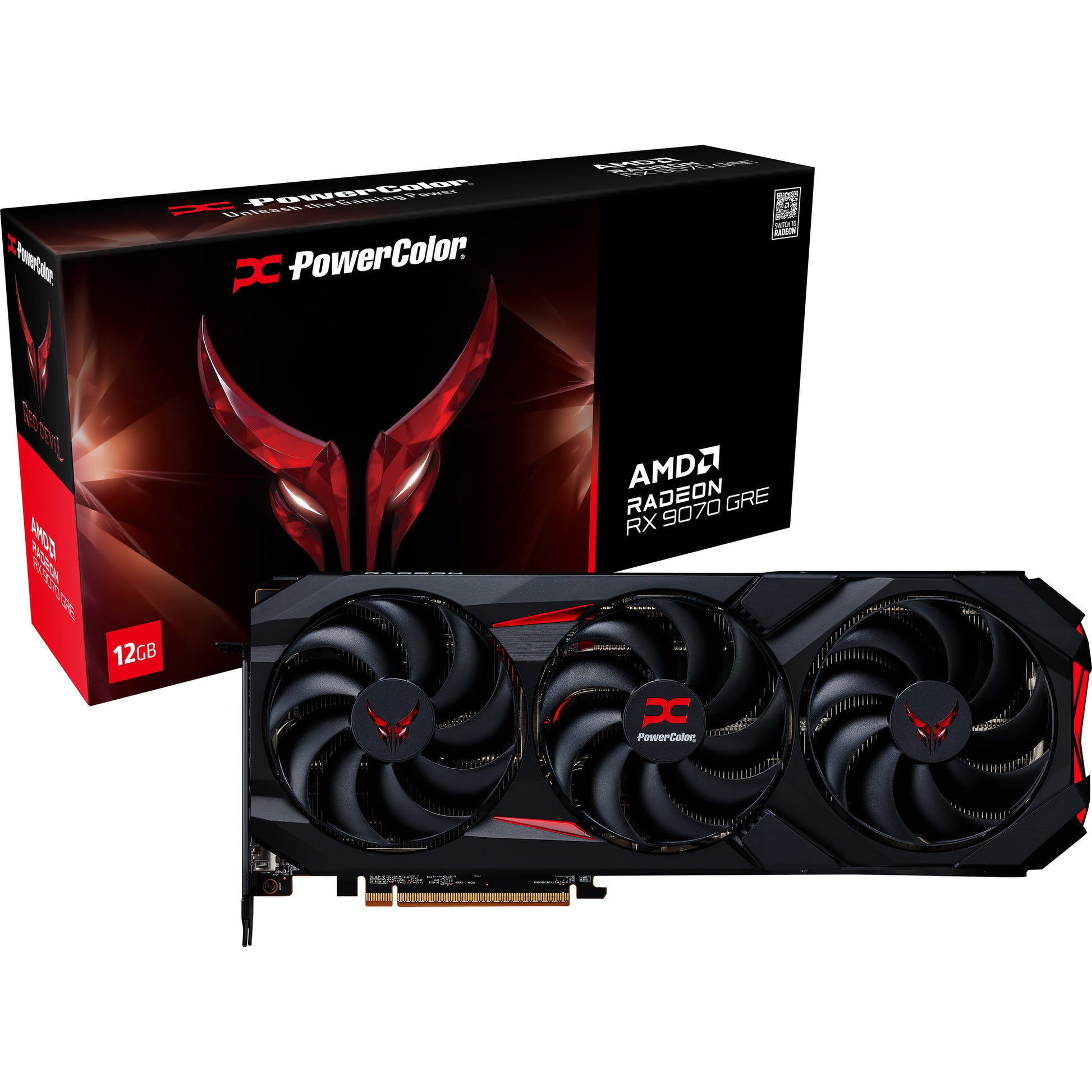 Scheda grafica Powercolor Radeon RX 9070 Gre Red Devil 12GB GDDR6 (nera, RDNA4, 3x Display Port, 1x HDMI 2.1)