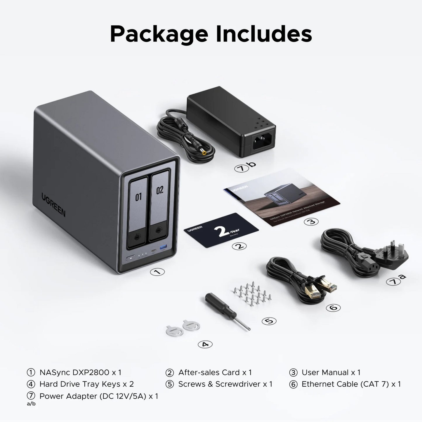 Ugreen nasync dxp2800 (grigio, 2.5GBe, HDMI, USB-C)