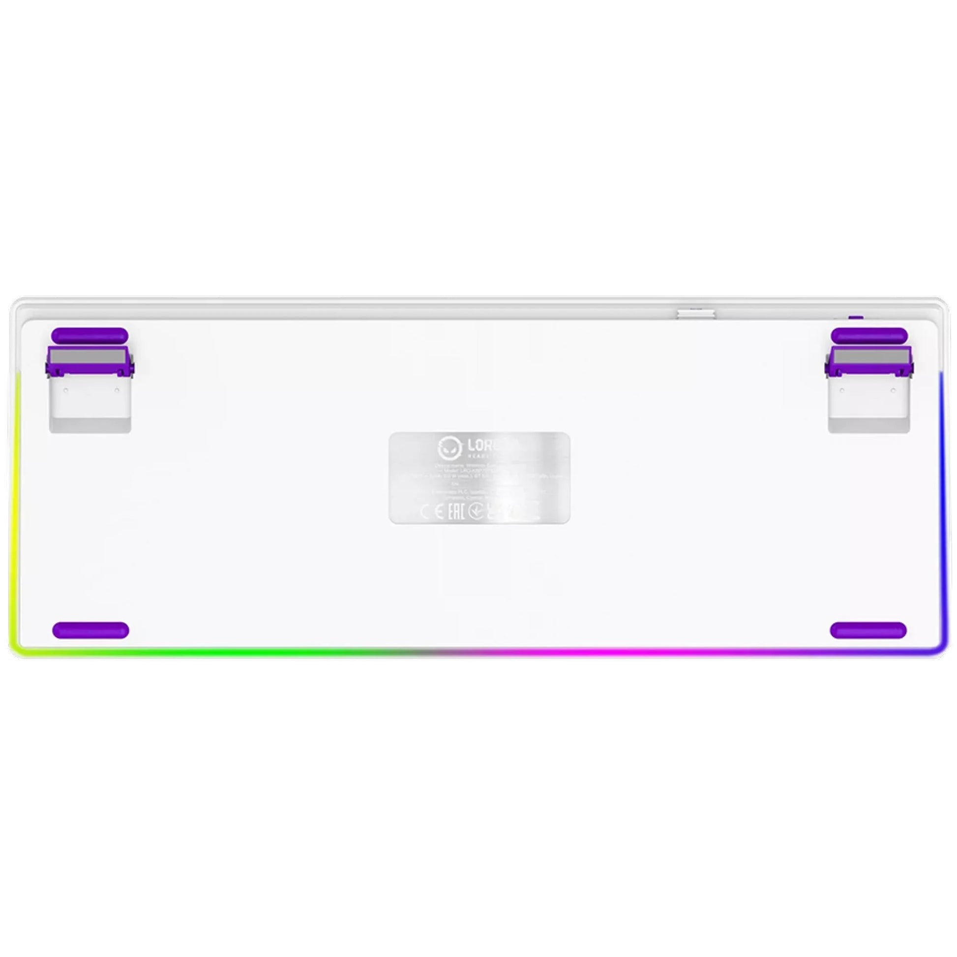 Lorgar kbp70tklw, tastiera da gioco (bianca, layout us, logar tossico viola, tkl, rgb, hot-swapable, pbt double-shot, bluetooth 2.4ghz usb)