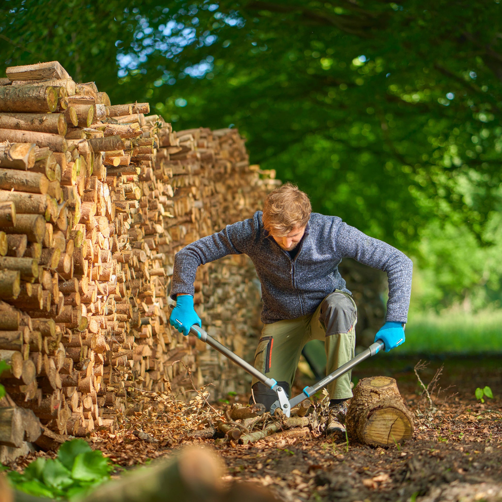 Gardena aambeeldtakkenschaar energycut pro l, met aambeeldsnede (grijs turquoise, 75cm, voor droog hout)