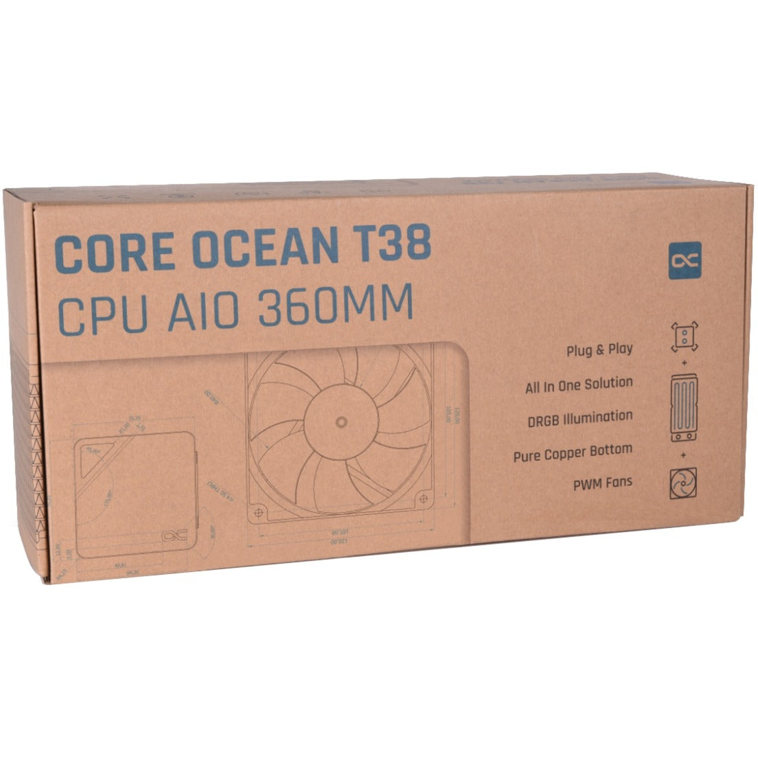 Alphacool core ocean t38 360 raffreddamento ad acqua (nero)