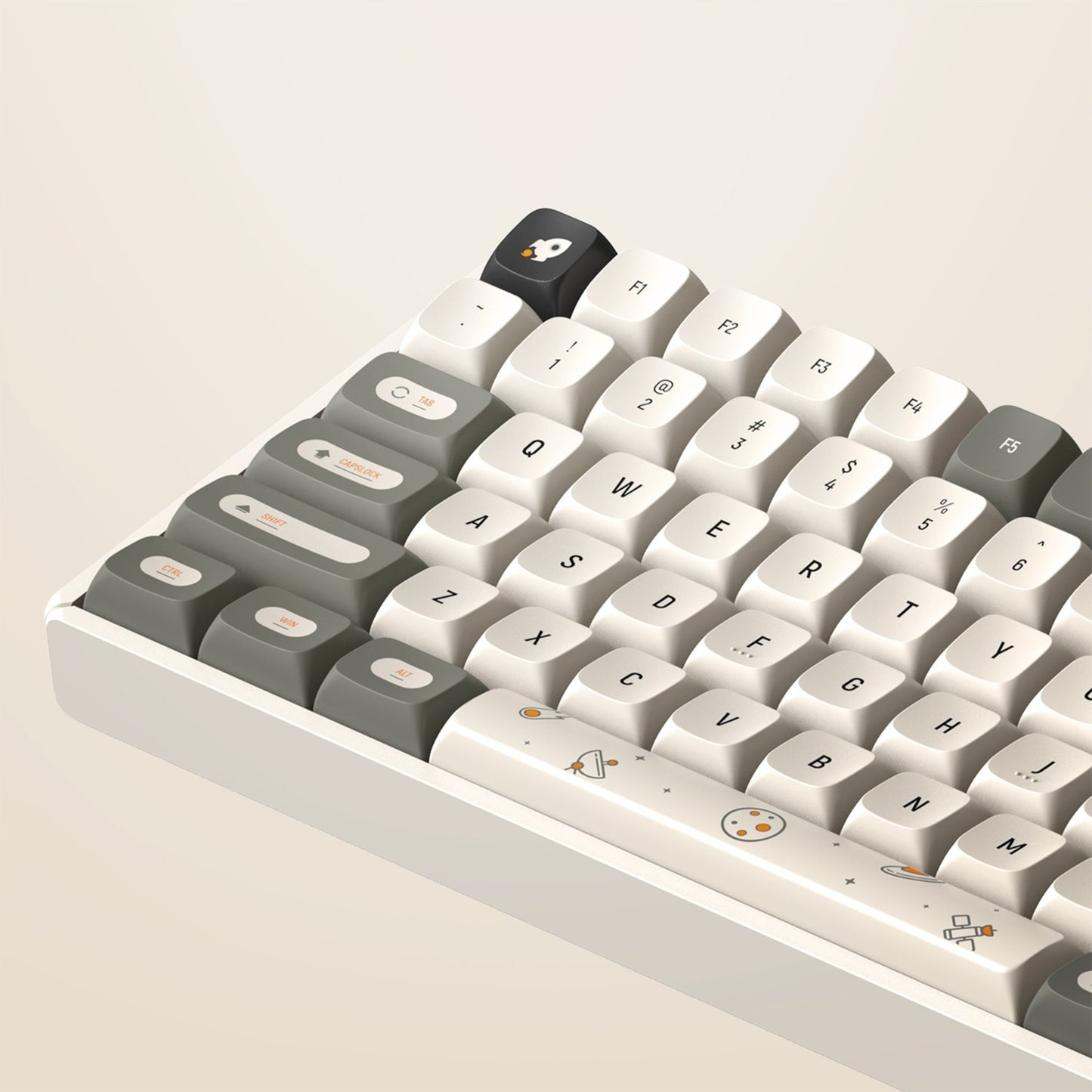 Iqunix f97 hitchhiker wireless mechanical keyboard (grijs, us lay-out (qwerty), cherry mx red, 96%, rgb leds, hot-swappable, pbt, 2.4ghz | bluetooth 5.1 | usb-c)