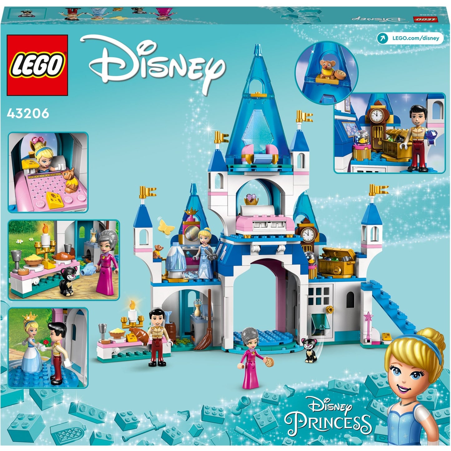 Lego disney princess - het kasteel van assepoester en de knappe prins constructiespeelgoed (43206)