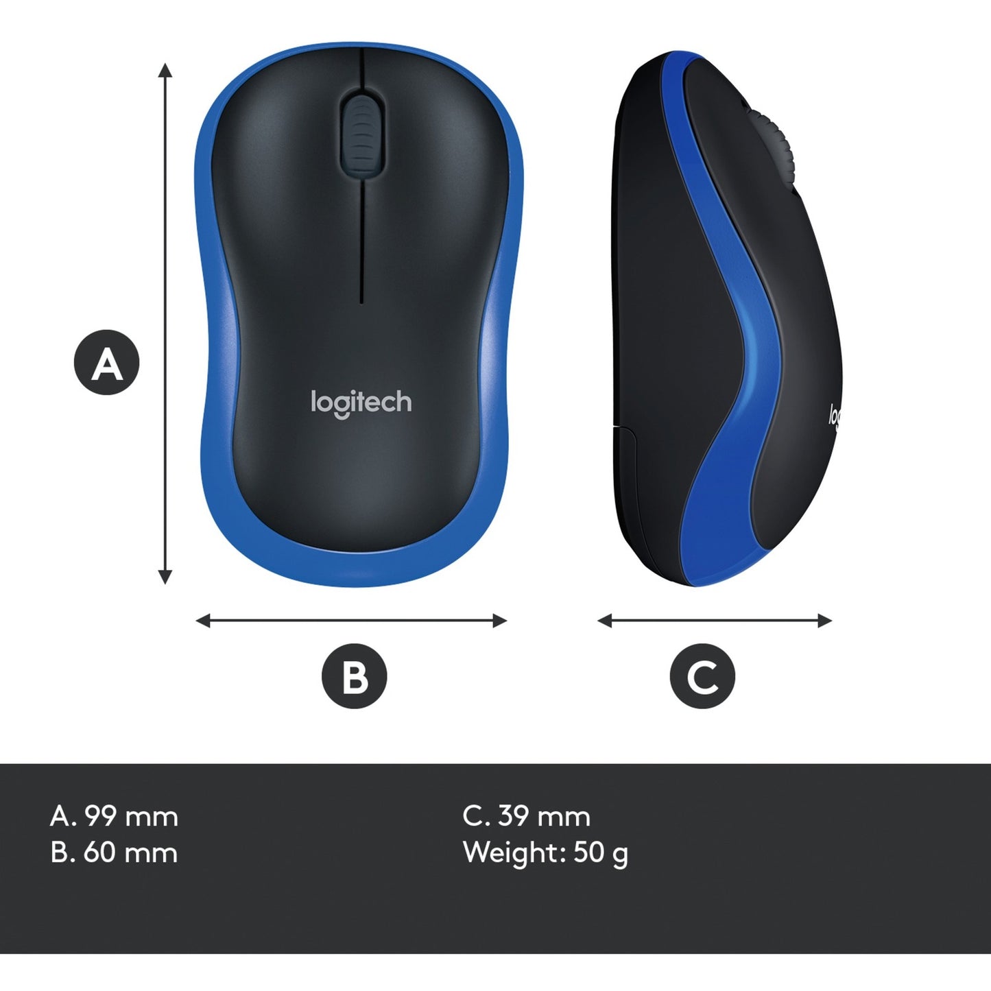 Mouse wireless Logitech m185 (blu, vendita al dettaglio)
