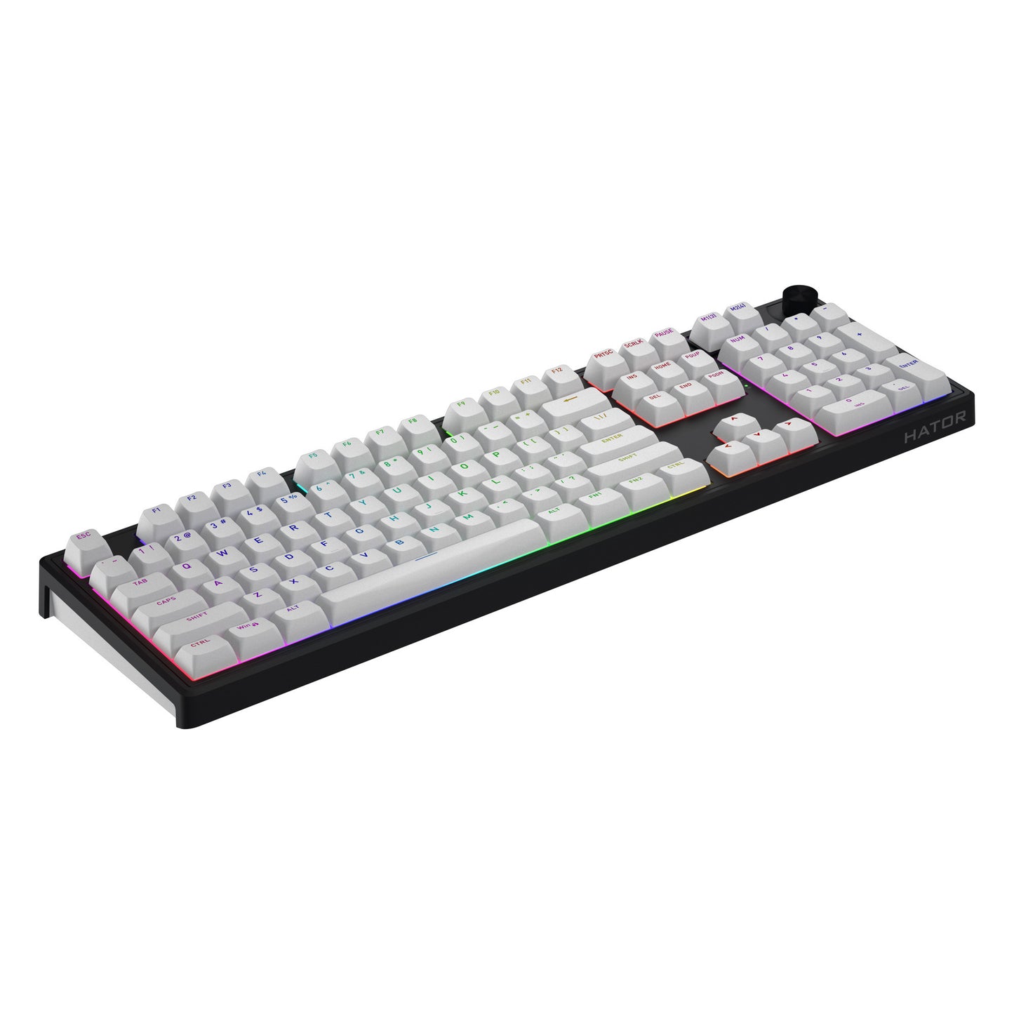 Hator skyfall wireless, tastiera da gioco (nera, layout americano, hator aurum lemon, rgb, double shot abs, hot-swap, bluetooth usb-c da 2,4 ghz)