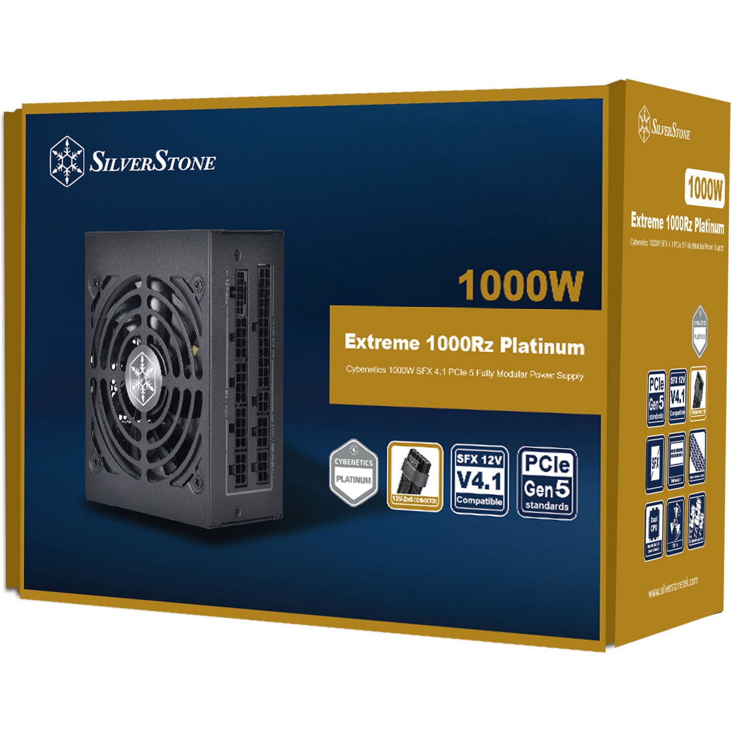 Silverstone extreme 1000rz platinum modulaire 1000 watt voeding (zwart, 1x 12v-2x6, 4x pcie)