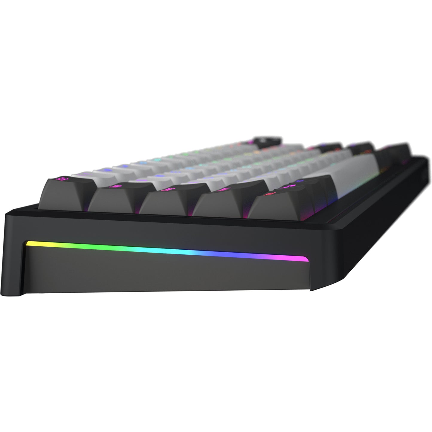 Hator skyfall pro wireless, tastiera da gioco (nera, layout americano, hator aurum vanilla silenzioso, 65%, rgb, double-shot pbt, hot-swap, bluetooth usb-c da 2,4 ghz)