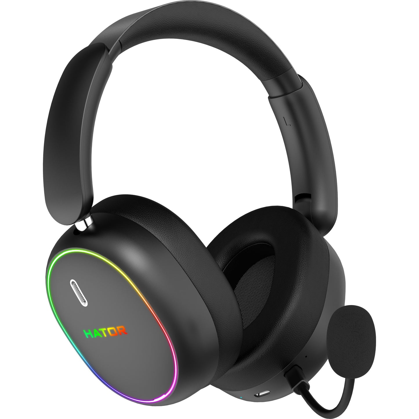 Cuffie da gioco over-ear wireless Hator Phoenix 2 (nere, RGB, Bluetooth 5.4 USB-C da 2,4 GHz)