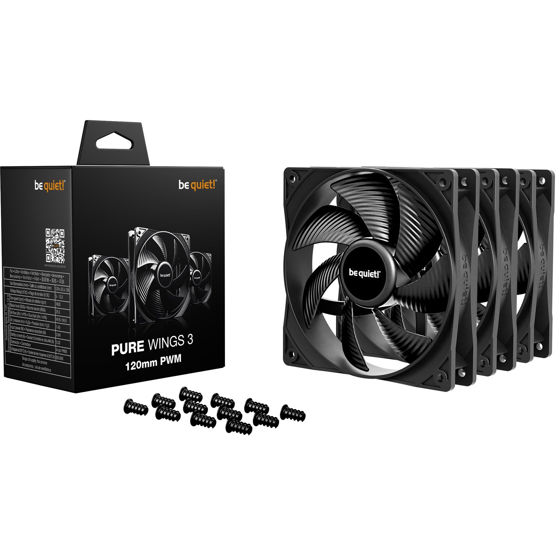 Silenzio! ventole pure Wings 3 (nero, 3 pezzi, 120 x 120 x 25 mm, pwm)