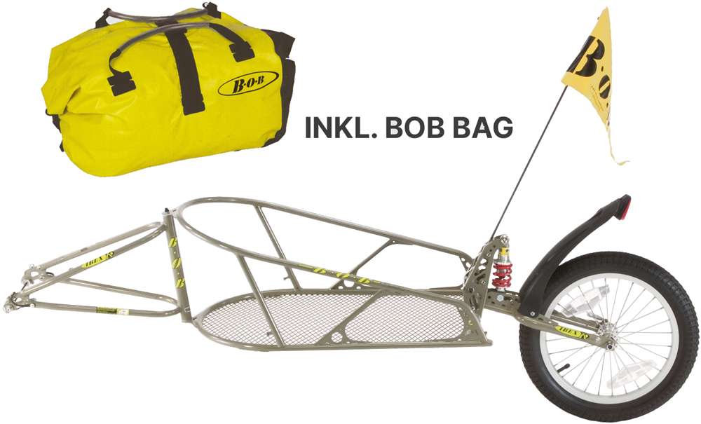 Remolque para bicicleta bob ibex dorado con bolsa