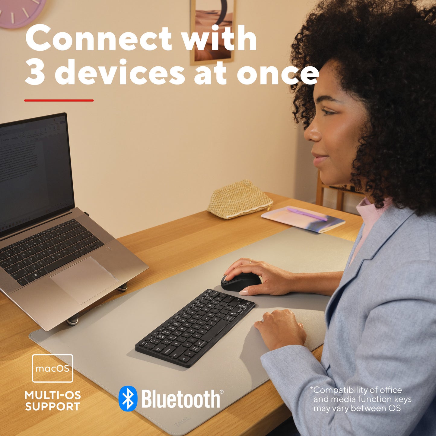 Tastiera Bluetooth Trust Nado II (nera, layout USA, interruttori a forbice, Bluetooth)