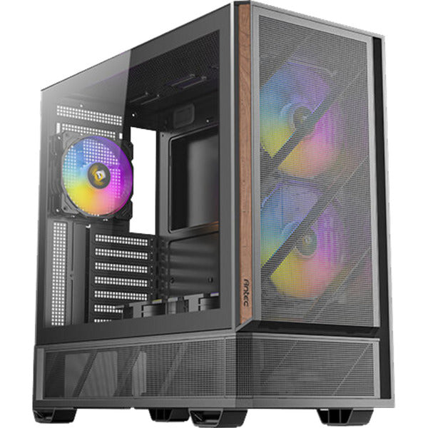 Custodia midi tower Antec p30 argb (colore legno nero | 2x USB-A | 1x USB-C | vetro temperato)