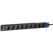 Dsi 19 inch 9 voudige stekkerdoos stekkerdoos (zwart) - afbeelding 1