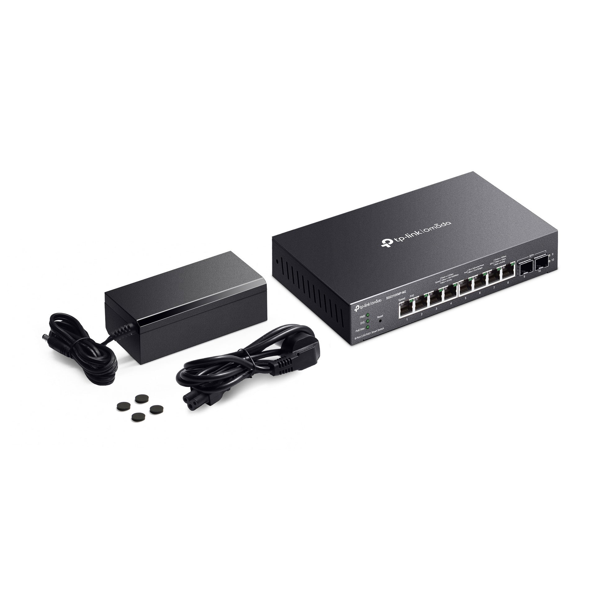 Switch intelligente Tp-link Omada sg2210xmp-m2 a 8 porte 2.5gbase-t (nero, 8x poe+, 2x 10ge sfp+)