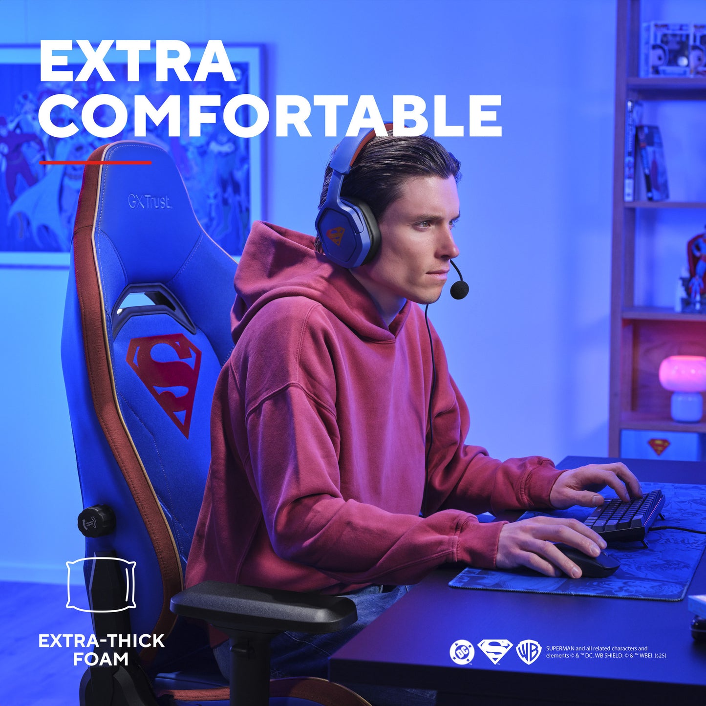 Trust GXT 721SM Ruya Pro Premium Comoda sedia da gaming (Blu Rosso)