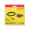 Delock usb-c 2.0 male > 1 x parallel db25 female kabel (zwart, 1,8 meter )